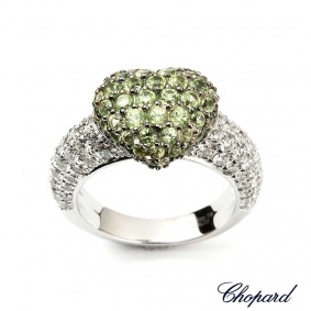 18WG Chopard Diamond/ Peridot Size 50 Ring 82/4513-1107